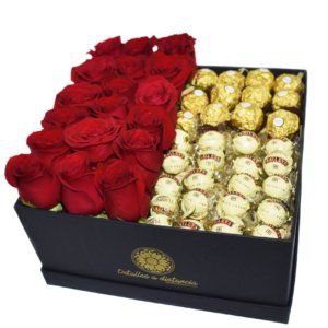 Rosas con chocolates