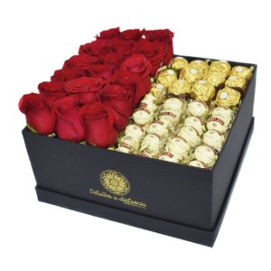 Rosas con chocolates