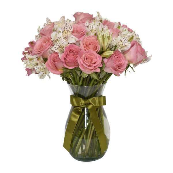 24 rosas claro y astromelias - Detalles a distancia | Envía flores a  domicilio